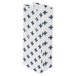 Sacola Para Vinho Polka de cinza azul cruz em branco