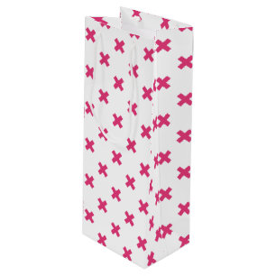 Sacola Para Vinho Pontos cruzados de Fuchsia em branco