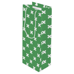 Sacola Para Vinho Pontos de cruz brancos em verde