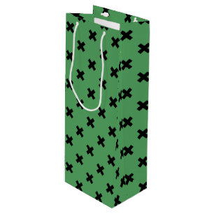 Sacola Para Vinho Pontos de cruz pretos em verde
