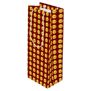 Sacola Para Vinho Pontos de Ouro Elegantes Modernos em Vermelho