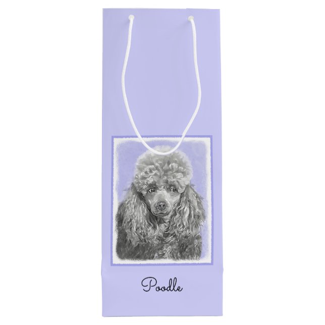 Sacola Para Vinho Poodle Miniature Toy Silver Cinza Blue Dog Art (Verso)
