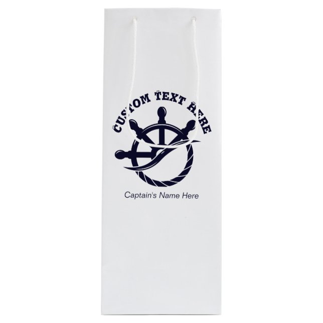 Sacola Para Vinho Presente Náutico de Capitão de Barco Personalizado (Frente)