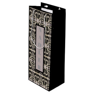 Sacola Para Vinho Preto-Branco Elegante