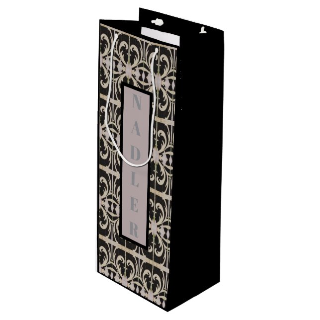 Sacola Para Vinho Preto-Branco Elegante (Frente inclinada)