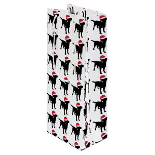 Sacola Para Vinho Preto Festivo Labrador Retriever Em Red Santa Hat
