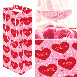 Sacola Para Vinho Pretty Love Heart Custom Text Modern Valentines