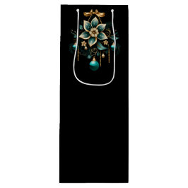 SACOLA PARA VINHO PRETTY TEAL AND GOLD CHRISTMAS ORNAMENTS