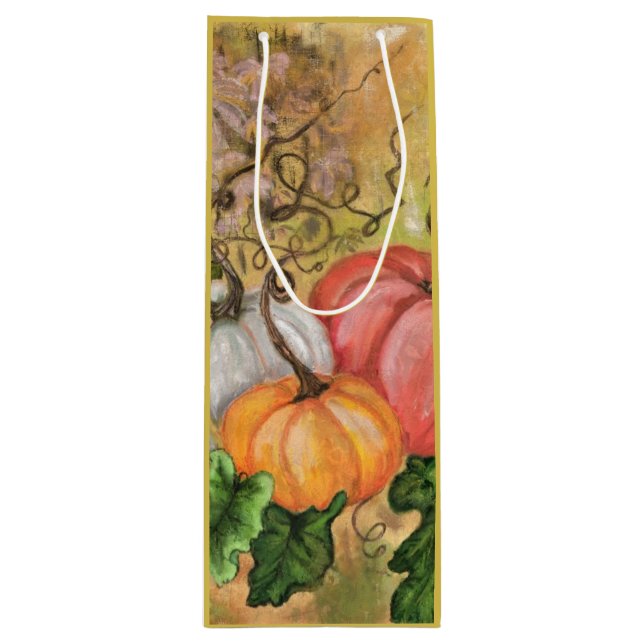 Sacola Para Vinho Pumpkins Halloween Gift Bag - Pintura (Frente)