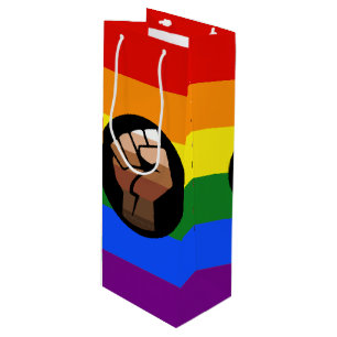 Sacola Para Vinho Punho erguido da bandeira de cor das pessoas queer