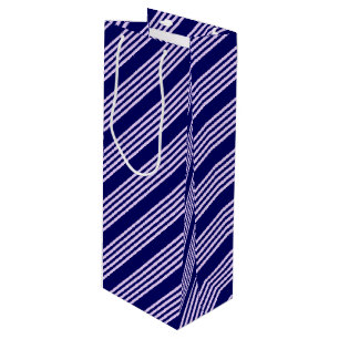 Sacola Para Vinho Púrpura Lilac e marinho azul cinco faixas