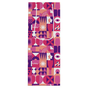 Sacola Para Vinho Púrpura Retrorna Padrão Bauhaus