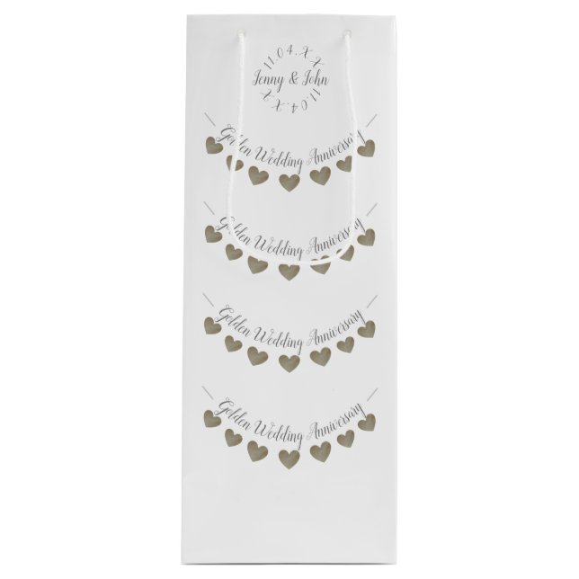 Sacola Para Vinho Quinto Ouro Casamento de Aniversário de Branca (Frente)