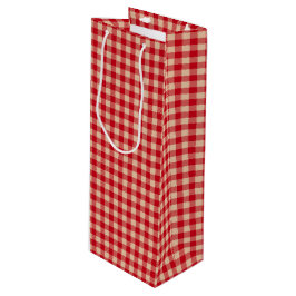Sacola Para Vinho Red and Kraft Country Gingham Christmas 
