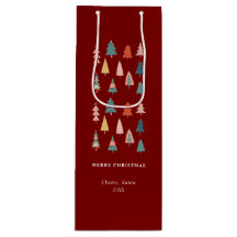 Red Elegant Modern Set of Green Christmas Trees