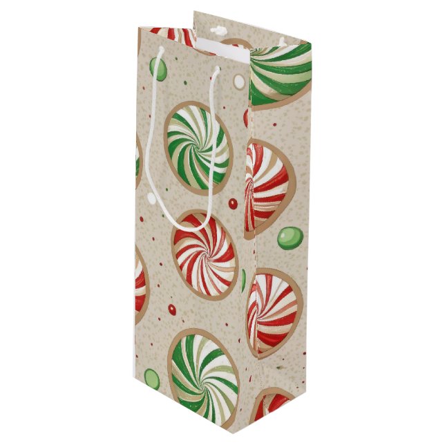 SACOLA PARA VINHO RED & GREEN CHRISTMAS MINT CANDIES (Frente inclinada)