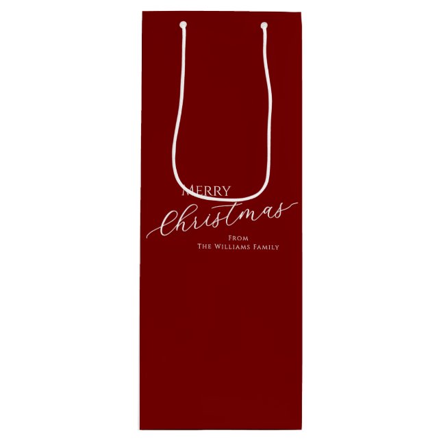 Sacola Para Vinho Red Modern Minimalist Merry Christmas (Frente)