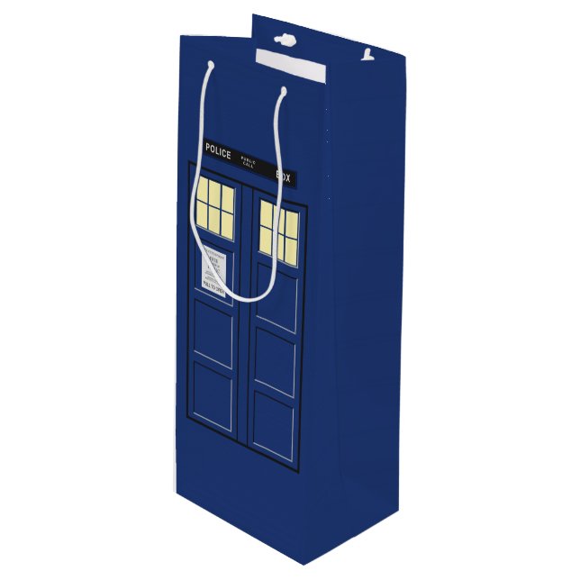 Sacola Para Vinho Reino Unido - Blue Police Call Box 1 (Frente inclinada)