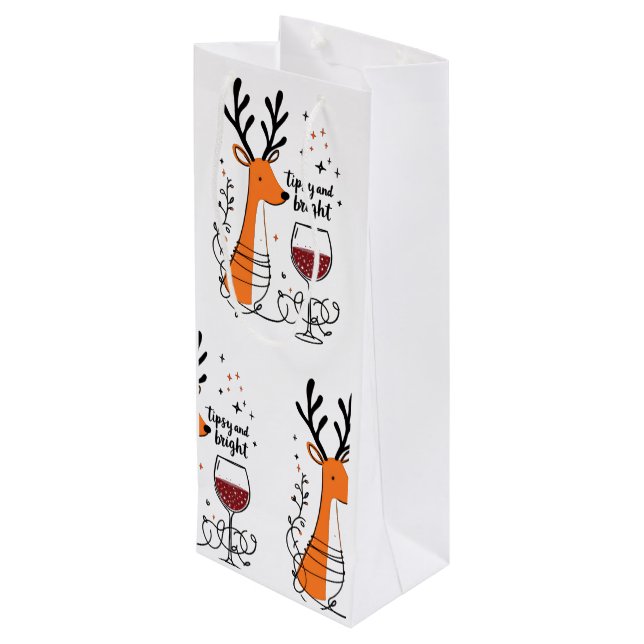Sacola Para Vinho Renas Cerzilas e Iluminados  (Verso inclinado)