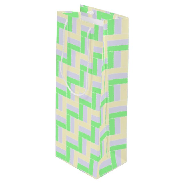 Sacola Para Vinho Retângulos de Pastel Linhas Brancas Padrão (Frente inclinada)