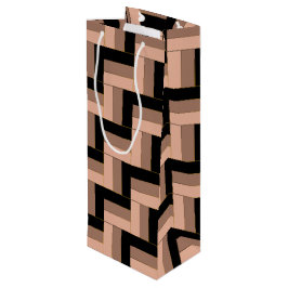 Sacola Para Vinho Retângulos Geométricos Pretos de Mocha Castanho