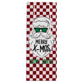 Sacola Para Vinho Retro Groovy Red Checkered Santa Claus Christmas 