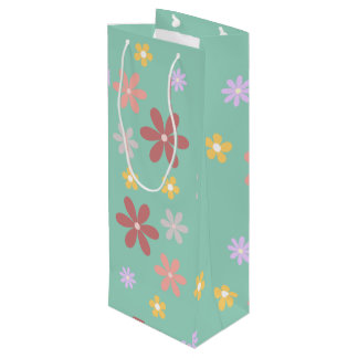 Sacola Para Vinho Retro Multi-Colored Daisy Pattern