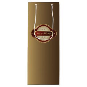 Sacola Para Vinho Rico Dourado e Burgundy - Bolsa de Presentes