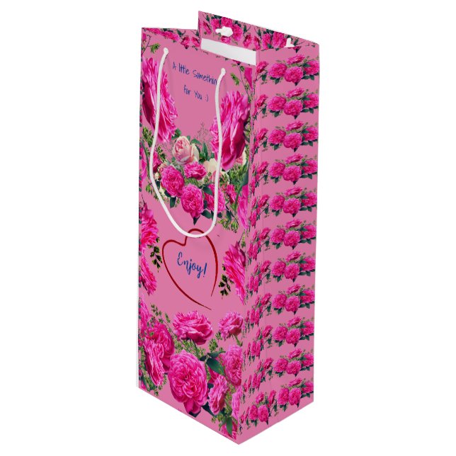 Sacola Para Vinho Rosa - Bolsa de Presente de Vinho Surpresa (Frente inclinada)