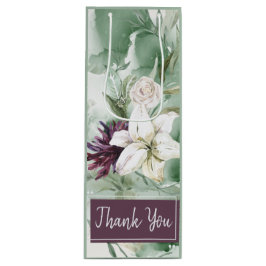 Sacola Para Vinho Rosa de Aquarela, Lily, Magnolia