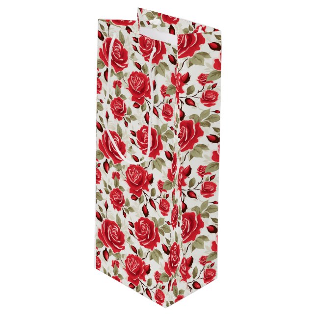 Sacola Para Vinho Rosa vermelha Gift Bag (Frente inclinada)