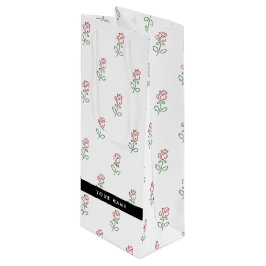 Sacola Para Vinho Rosas Vermelhas, Padrão de Rosas, Seu Nome