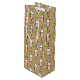 Sacola Para Vinho Rose Wine Pattern Gold
