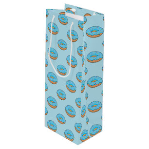 Sacola Para Vinho Rosquinha Fosco Azul com Cartoon Sprinkles