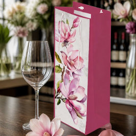 Sacola Para Vinho Saca de Presente de Vinho Magnólia Rosa