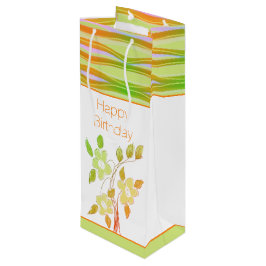 Sacola Para Vinho Saco de Presente com Flores Laranja e Verde