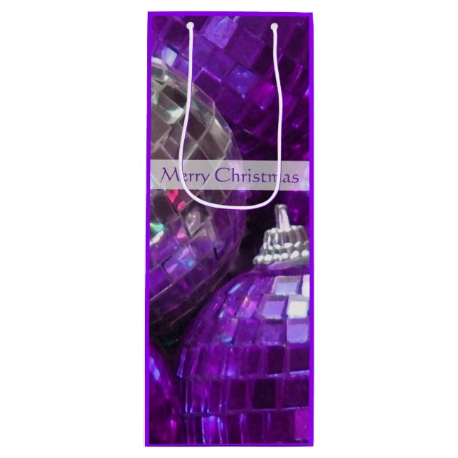 Sacola Para Vinho Saco de presente de Natal com bolas roxas vinho (Frente)
