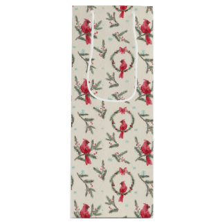 Sacola Para Vinho Saco de Presente de Natal em Aquarela Cardinal Pin