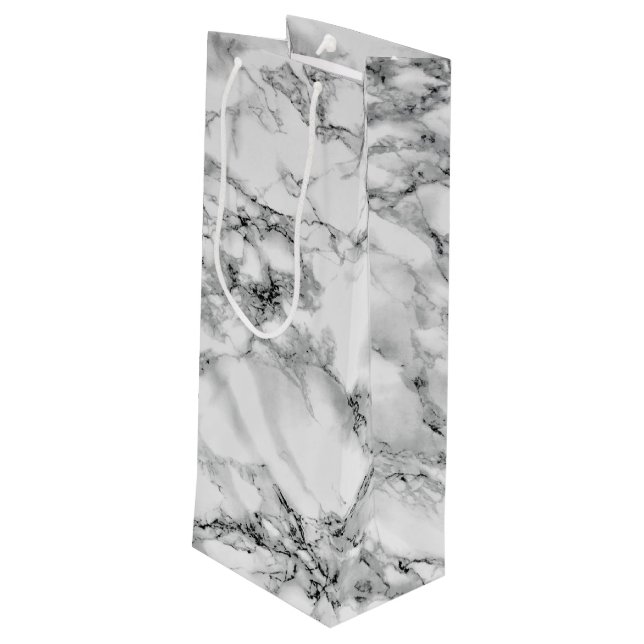 Sacola Para Vinho Saco de Presente de Pedra Branco Marble (Verso inclinado)