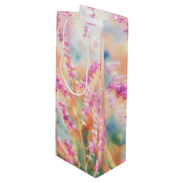 Sacola Para Vinho Saco de Presente de Vinho com Flores Rosas (Frente inclinada)