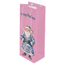 Saco de Presente de Vinho do Papai Noel