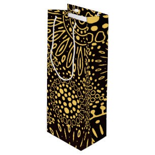 Sacola Para Vinho Saco de Presente de Vinho Floral Étnico Ouro Preto