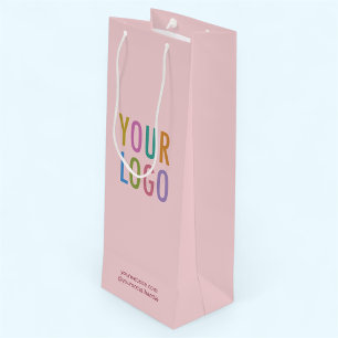 Sacola Para Vinho Saco de Presente de Vinho Rosa Bege com Logotipo P