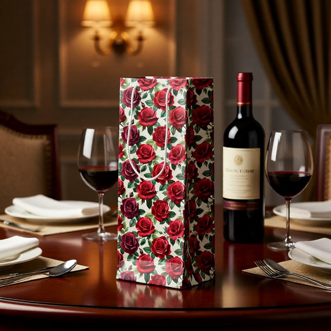 Sacola Para Vinho Saco de Presente de Vinho Rosas Românticas (Criador carregado)