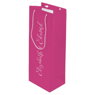 Sacola Para Vinho Saco de Presente de Vinho - Texto Rosa e Branco