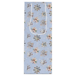 Sacola Para Vinho Saco de Presente Flocos de Neve e Brilhos de Inver