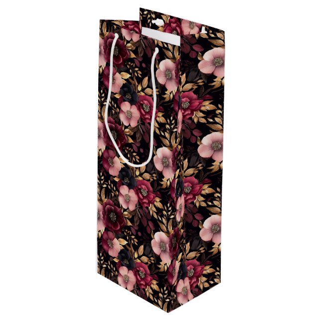 Sacola Para Vinho Saco de Presente Floral (Frente inclinada)