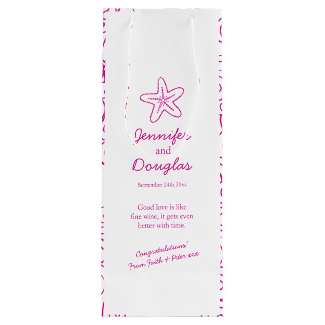 Sacola Para Vinho Saco de vinho rosa de peixe-estrela personalizado  (Verso)