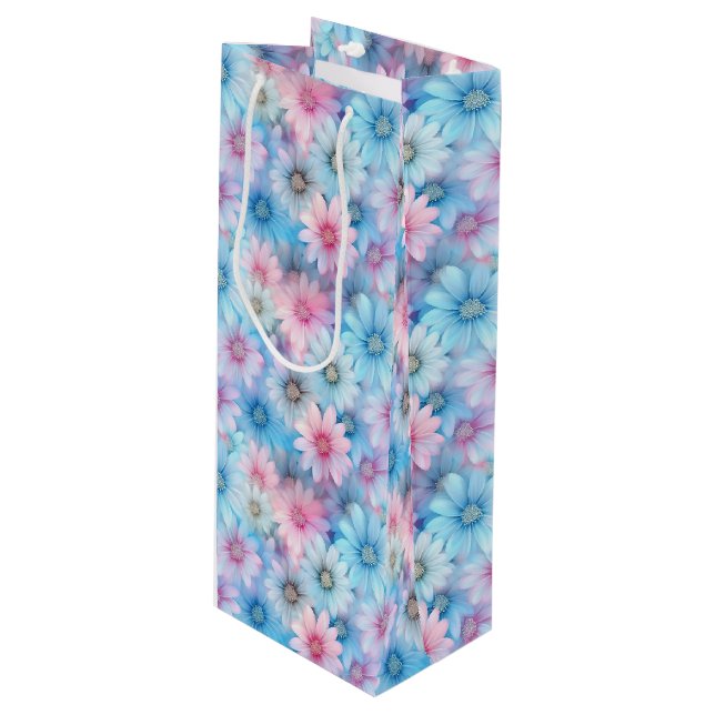 Sacola Para Vinho Saco do Presente de Impressão Floral (Frente inclinada)
