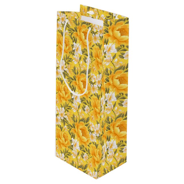 Sacola Para Vinho Saco do Presente de Impressão Floral (Frente inclinada)